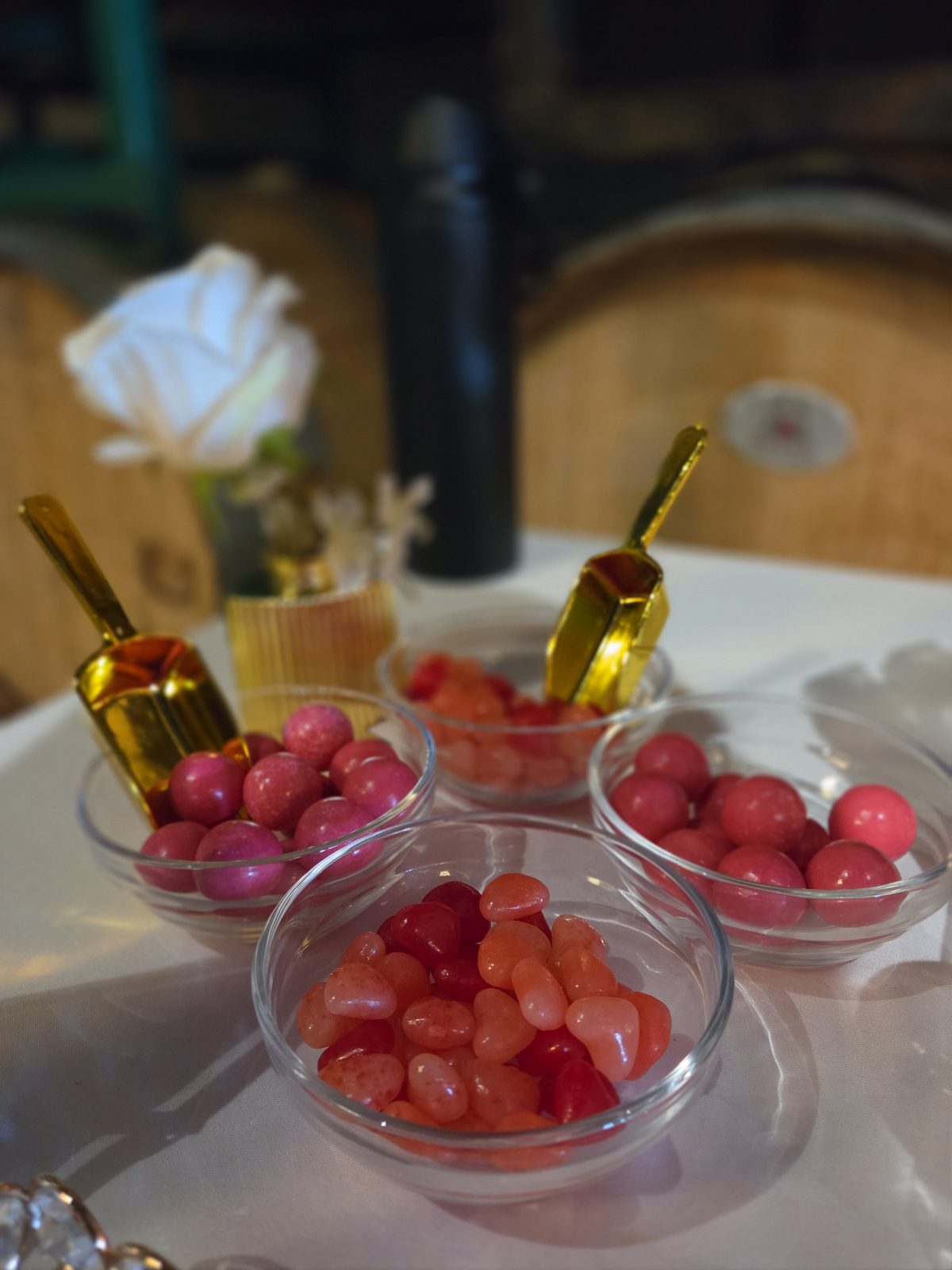 Candy bowls with gold scoops